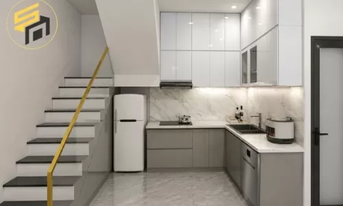 Cải tạo tủ bếp dưới gầm cầu thang cho chị Lan - Quận 7