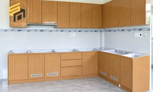 Dự Án Tủ Bếp Nhựa PVC Cánh Acrylic Chữ L Tại Củ Chi