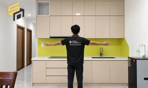 Dự Án Tủ Bếp Chữ I Nhựa PVC Đẹp Chung Cư Tham Lương Q12 