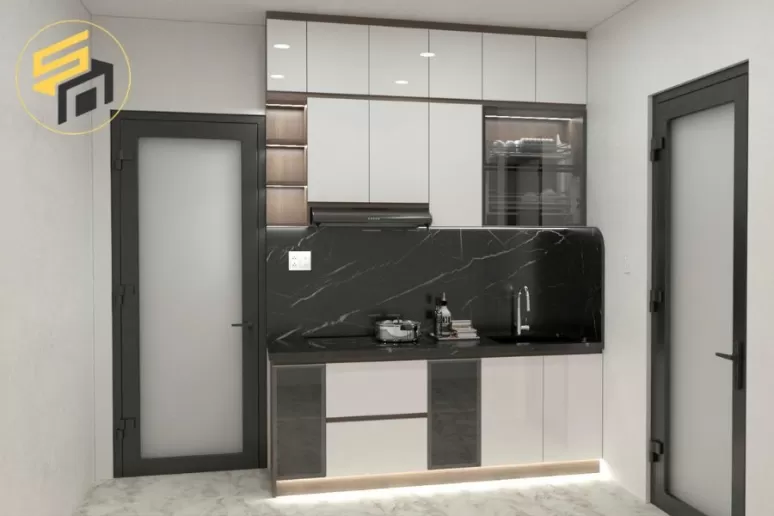 Tủ bếp I MDF An Cường cánh Acrylic - TBI010