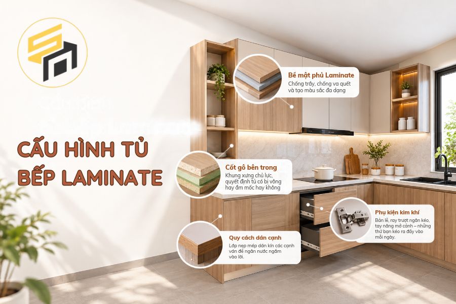 Cấu hình tủ bếp Laminate gồm những gì?
