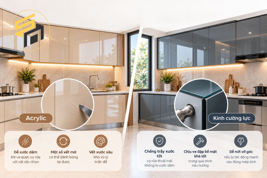So sánh chống trầy xước Acrylic và kính cường lực tốt