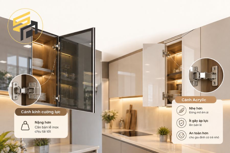 Độ an toàn khi dùng tủ inox Acrylic và tủ cánh kính cao
