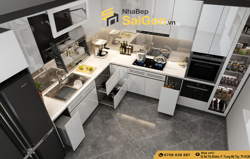 Mẫu Tủ Bếp Thông Minh Hiện Đại