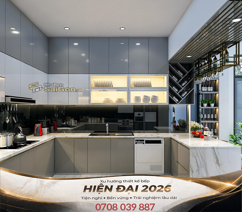 Mẫu Bếp Chữ U Đẹp