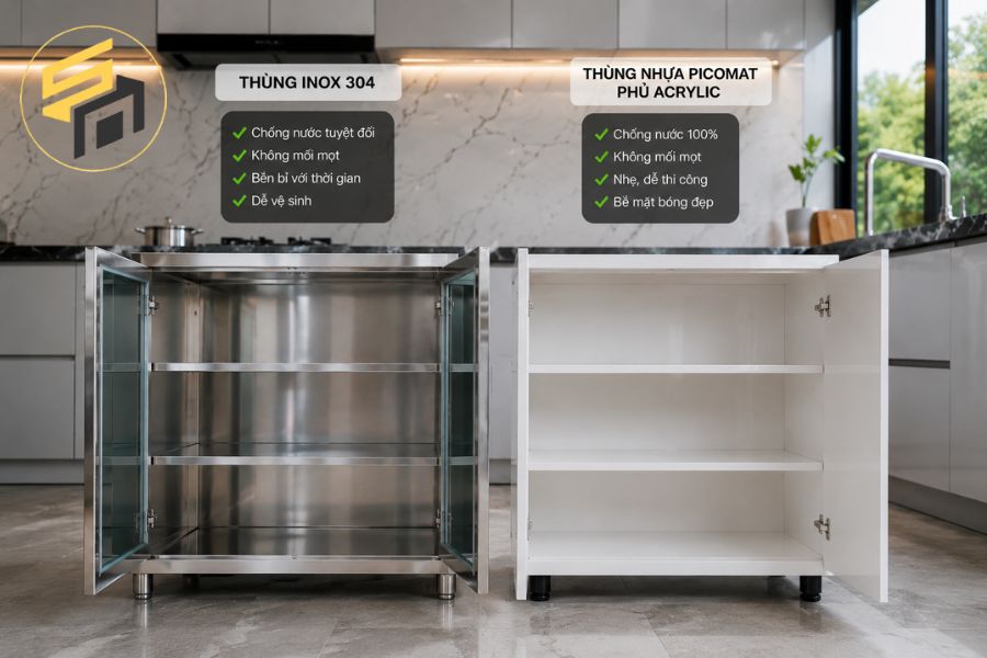 Hai loại tủ phù hợp với tủ bếp Củ Chi