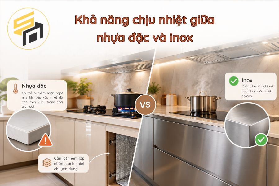 Khả năng chịu nhiệt giữa nhựa đặc và inox là gì?