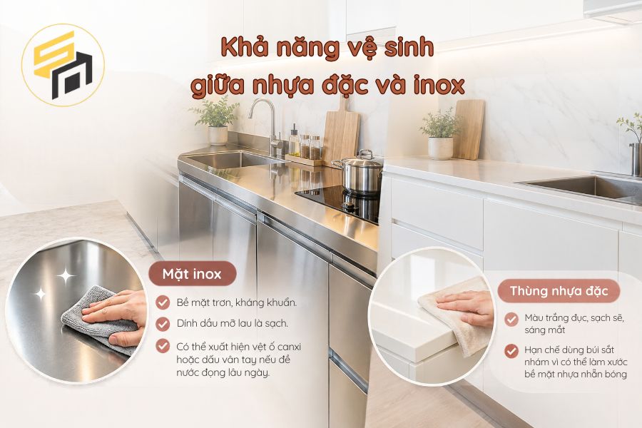 Khả năng vệ sinh giữa 2 vật liệu cái nào đỉnh hơn