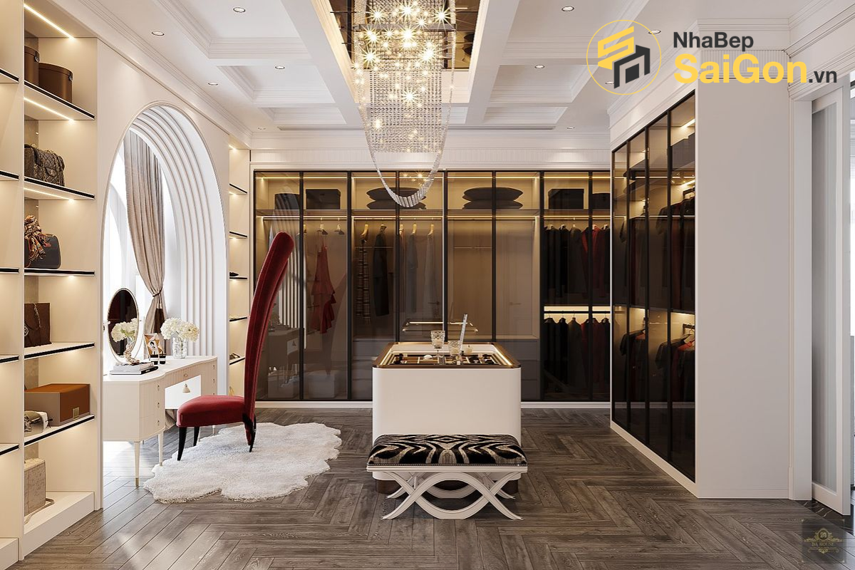 Phòng thay đồ mini tích hợp góc nhỏ