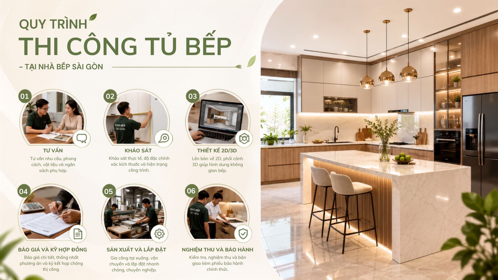 Quy trình thi công tủ bếp tại Nhà bếp Sài Gòn