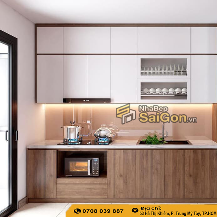 Tủ bếp nhựa vân gỗ