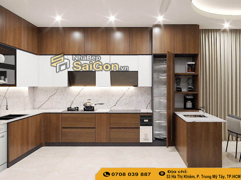 Tủ bếp nhựa vân gỗ