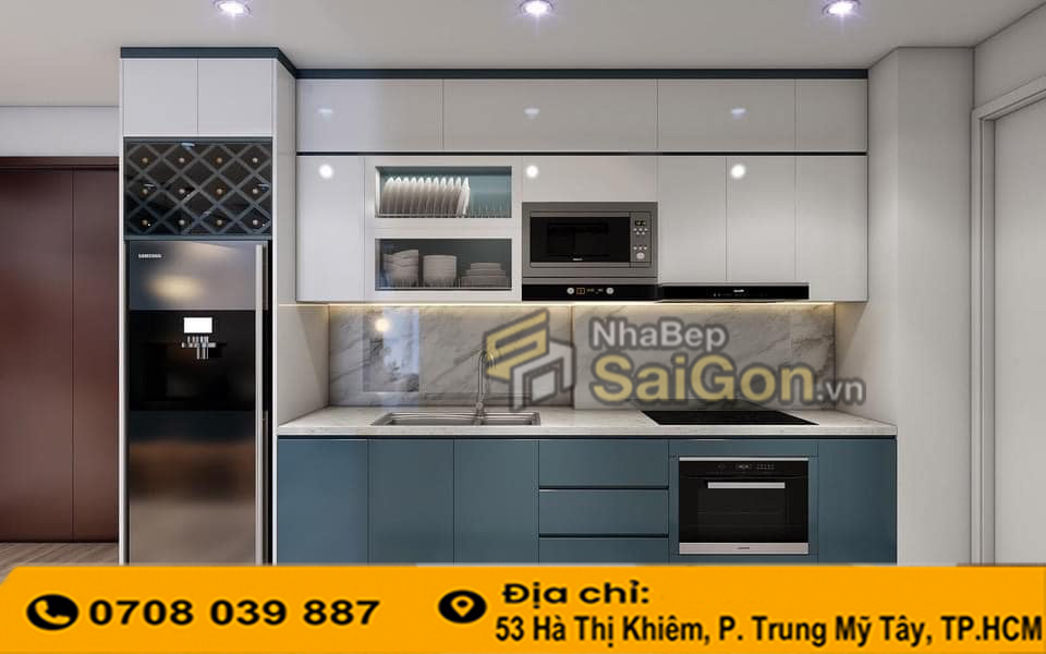Tủ bếp nhựa cánh kính