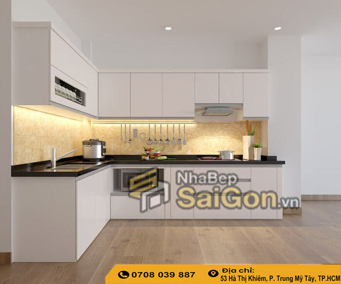 Mẫu Tủ Bếp Acrylic Chữ L Đẹp
