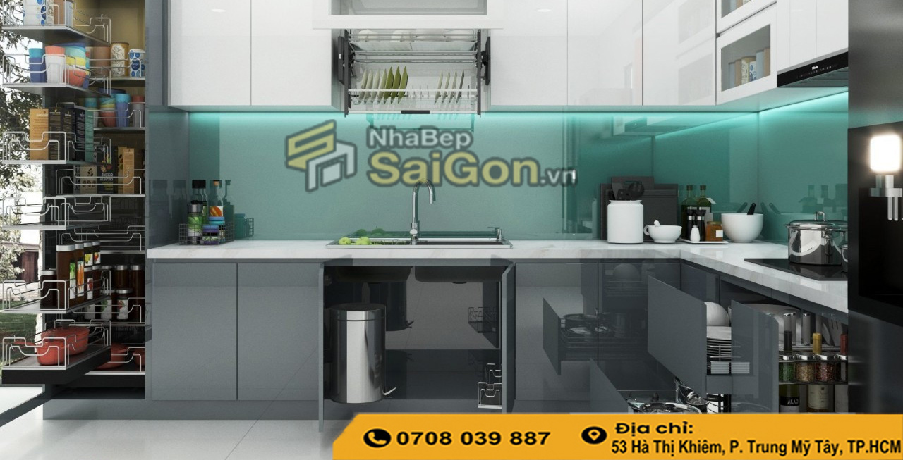 Thi công tủ bếp nhựa đặc