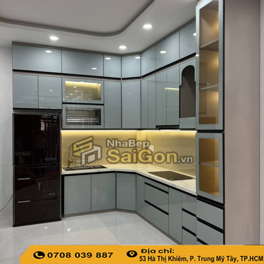 Tủ Bếp Cánh Kính Đẹp Hiện Đại