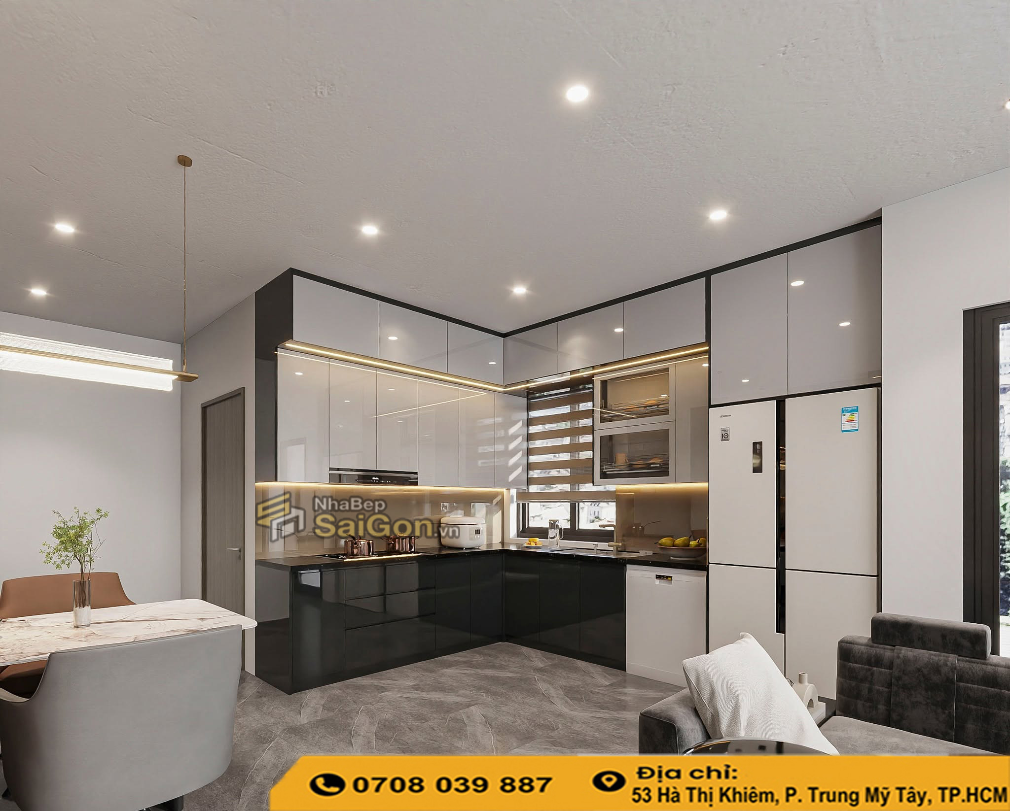 Thi công tủ bếp nhựa đặc