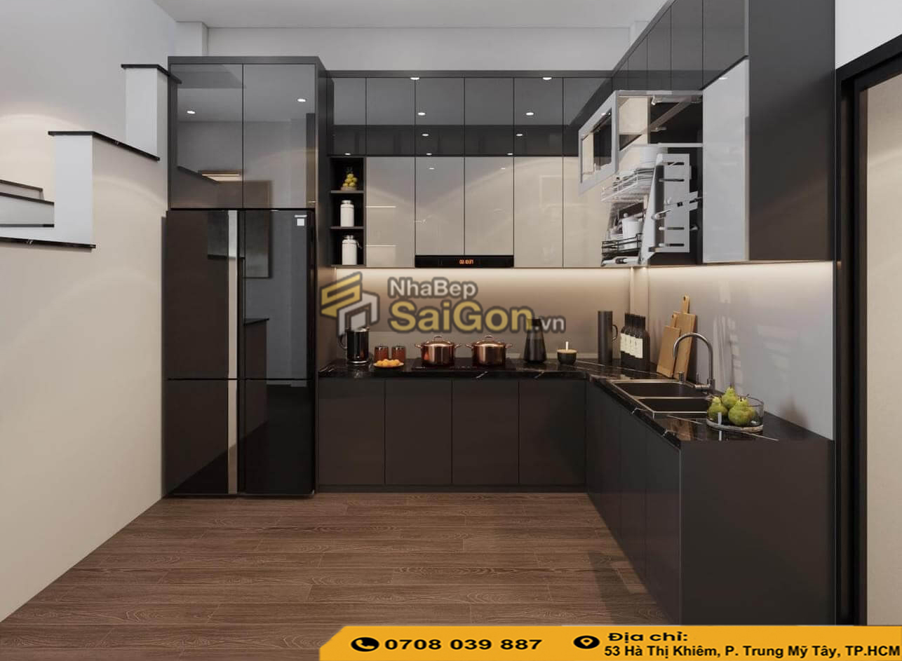Mẫu Tủ Bếp Acrylic Chữ L Đẹp
