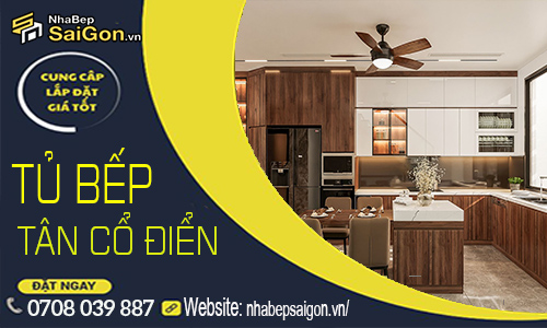 Tủ bếp nhựa đặc tân cổ điển