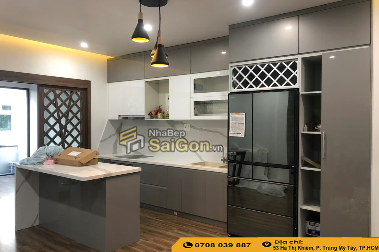Đơn vị thi công tủ bếp Acrylic