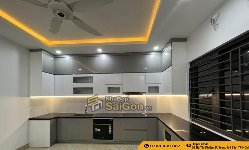 Mẫu Tủ Bếp Acrylic Chữ L Đẹp