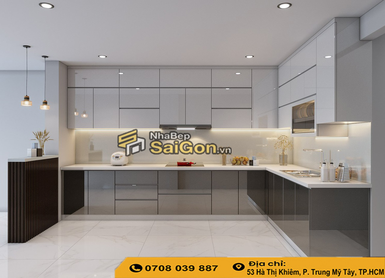 Thiết kế tủ bếp acrylic đẹp