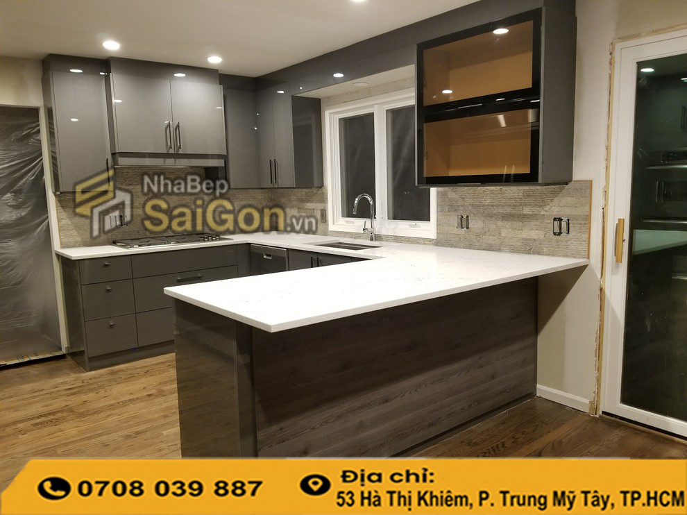 tủ bếp nhựa đặc chữ U