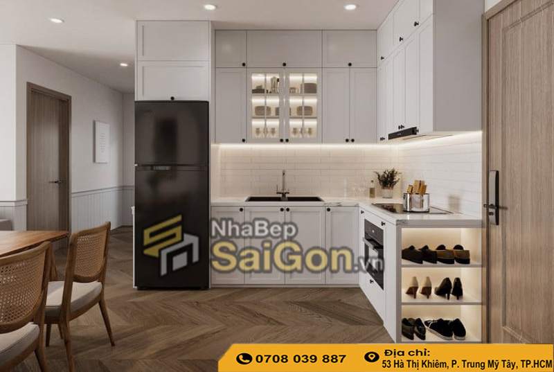 Mẫu Tủ Bếp Acrylic Chữ L Đẹp
