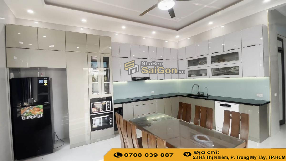 Báo Giá Tủ Bếp Inox Cánh Kính