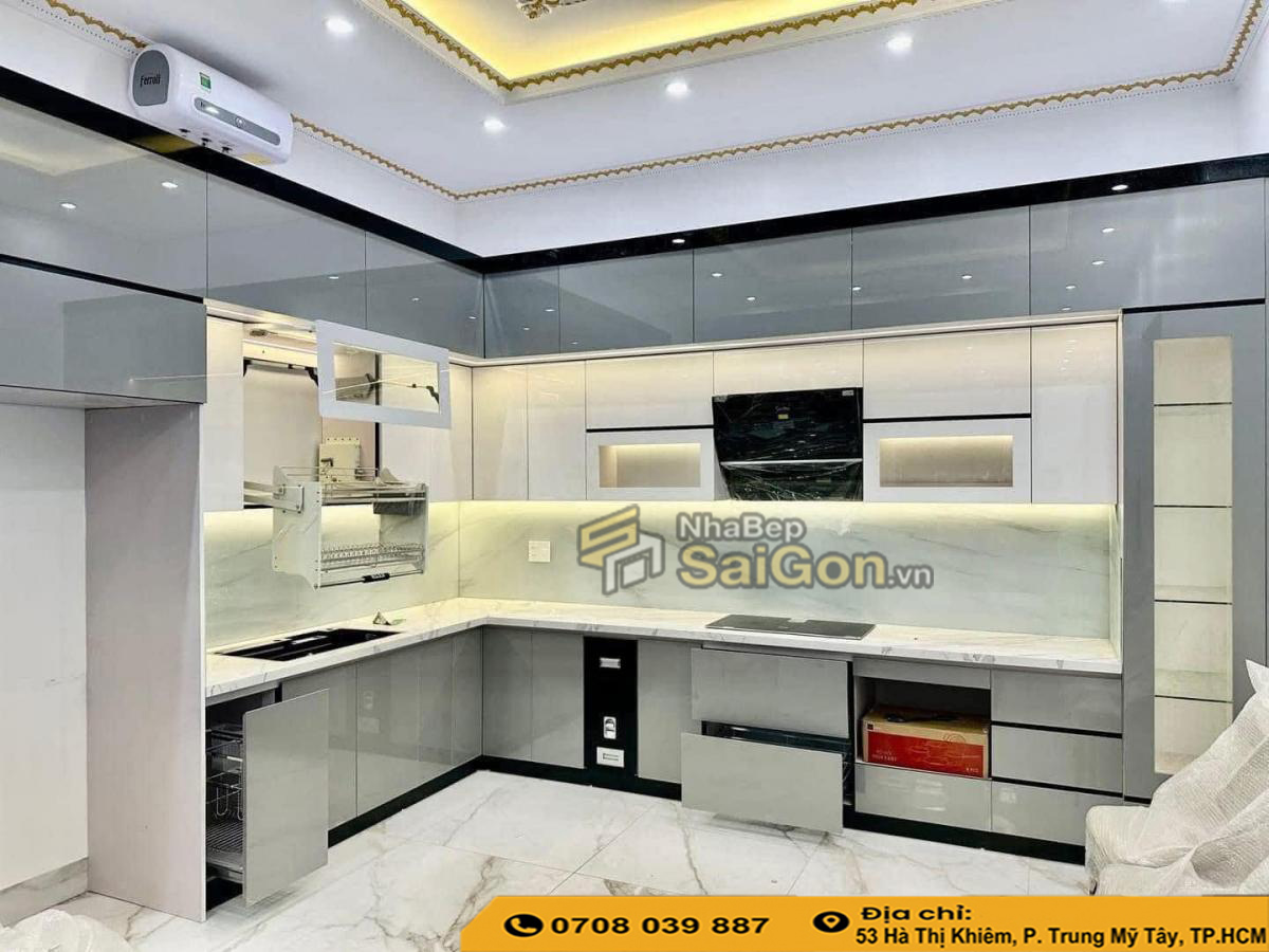 Tủ Bếp Cánh Kính Đẹp Hiện Đại