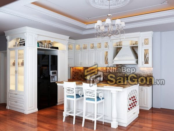 Tủ bếp nhựa đặc tân cổ điển