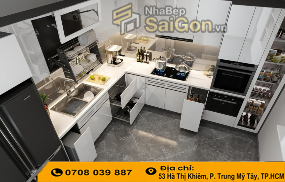 Các mẫu tủ bếp nhựa đặc đẹp hiện nay