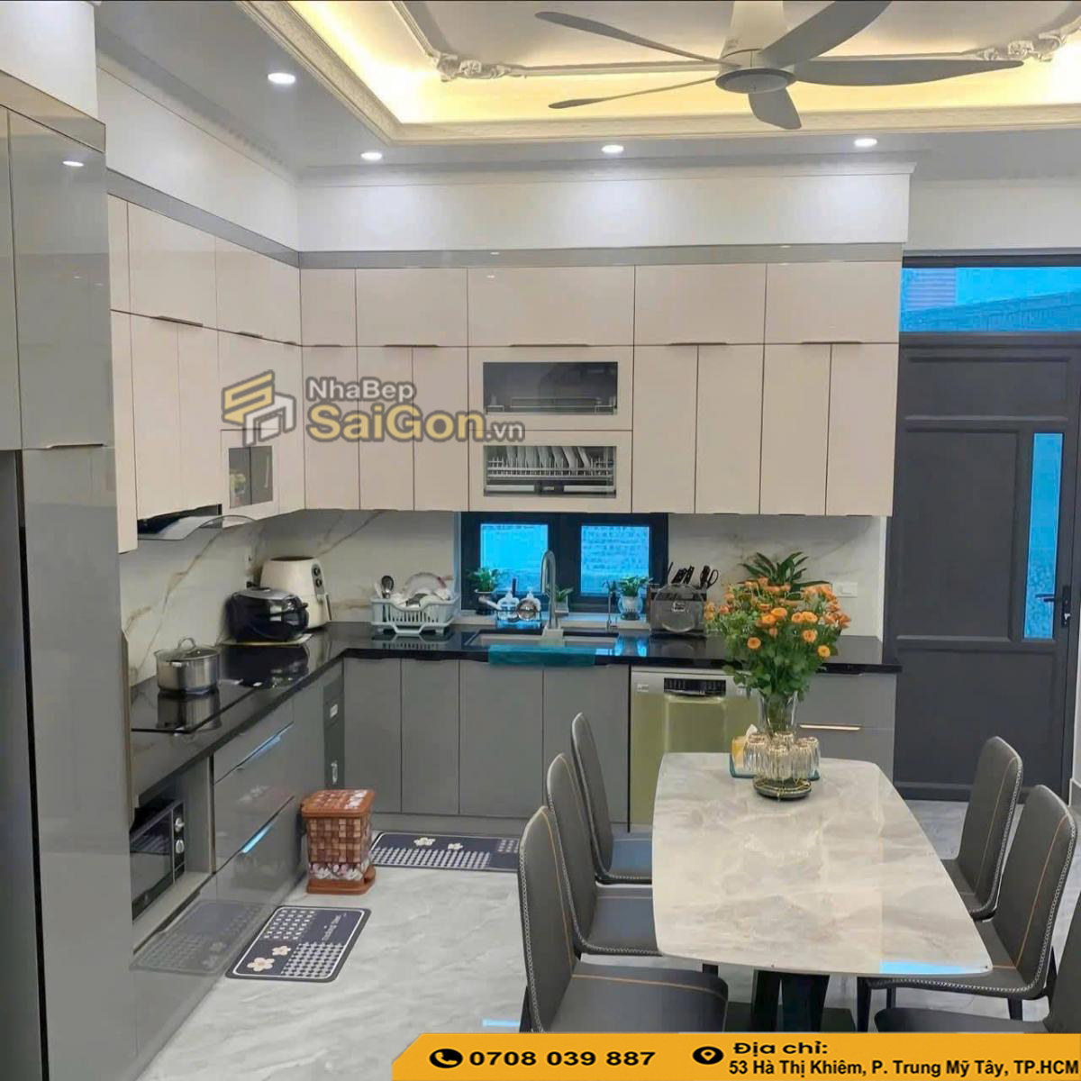 Báo Giá Tủ Bếp Inox Cánh Kính