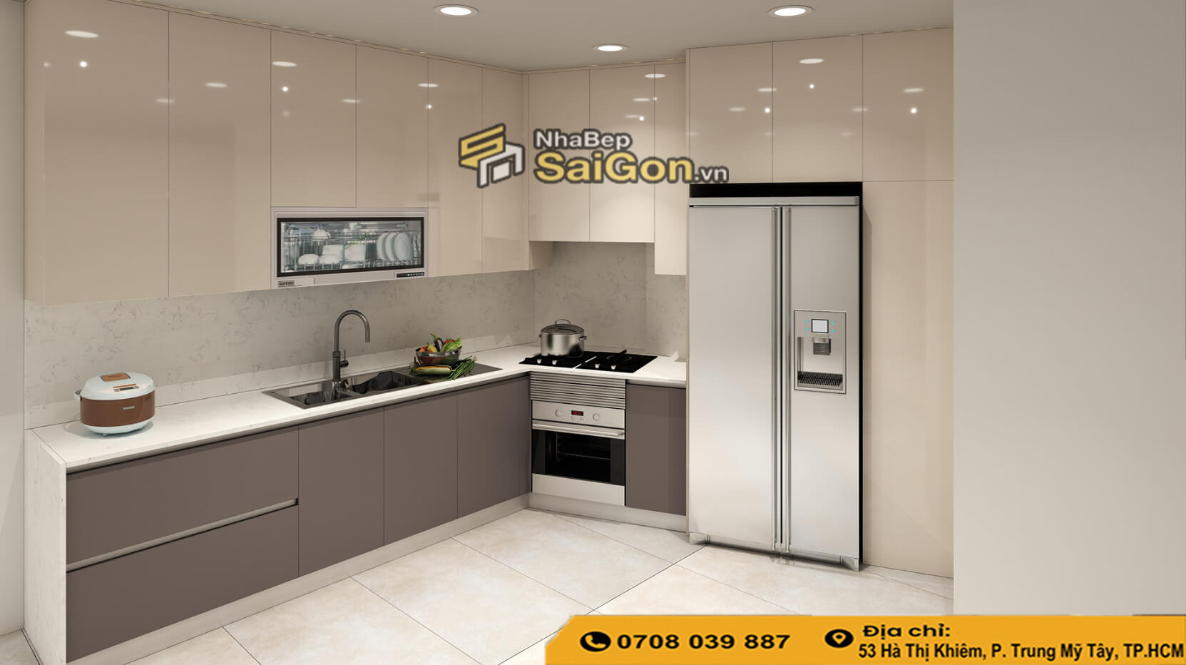Thiết kế tủ bếp acrylic đẹp