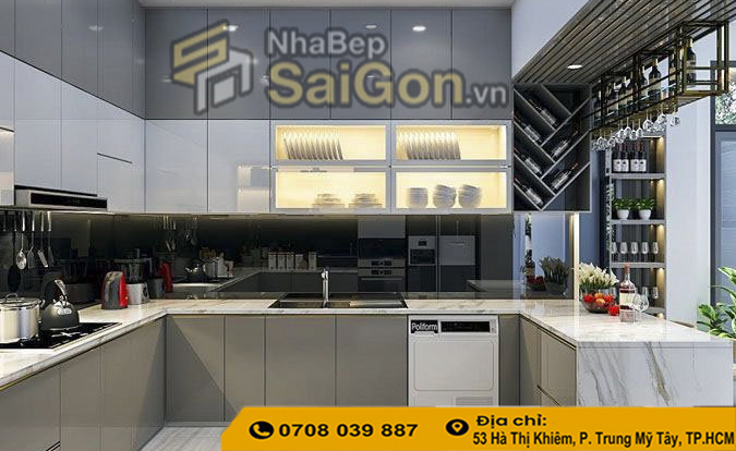 Tủ bếp nhựa đặc tân cổ điển