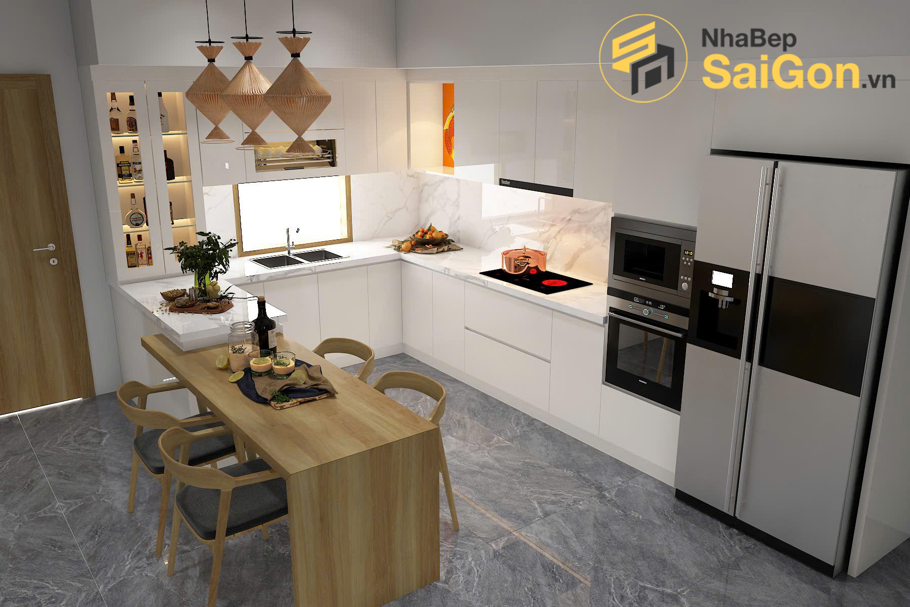 Tủ bếp chữ L - TBL013