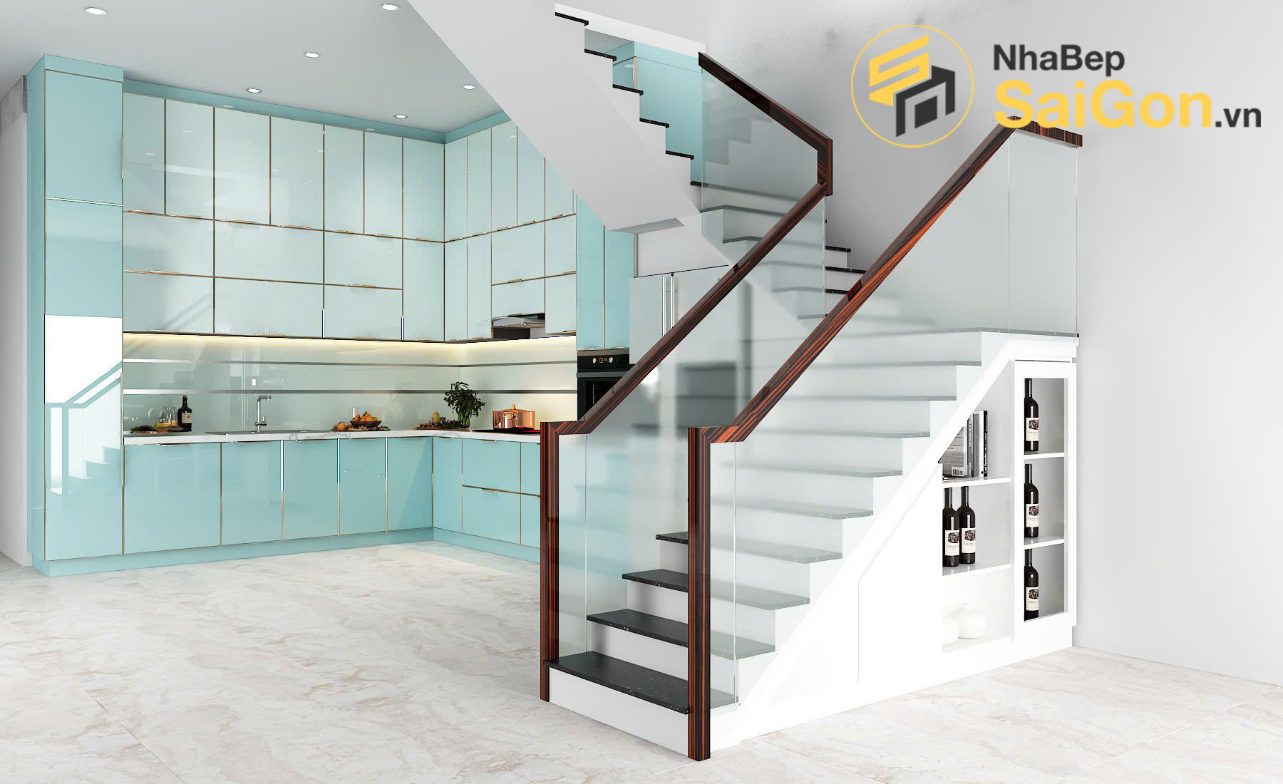 Tủ bếp chữ L - TBL014