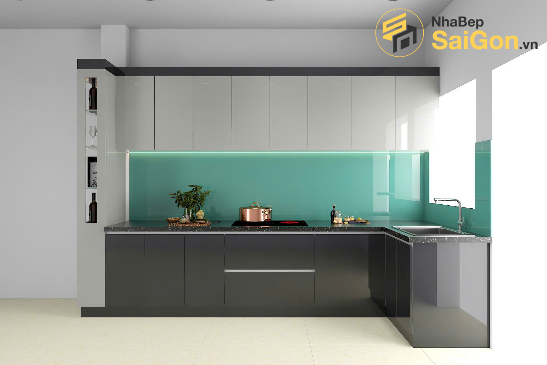 Tủ bếp chữ L - TBL016