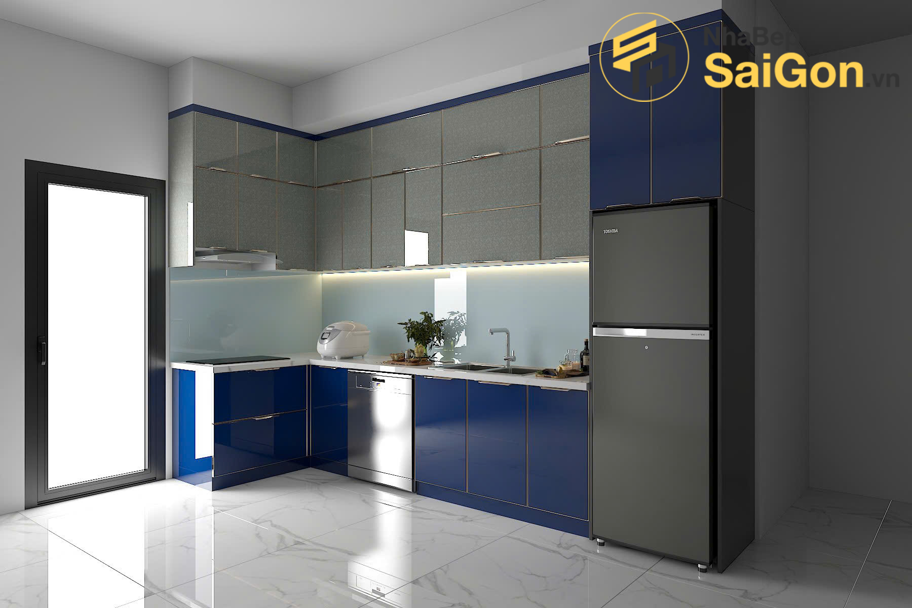 Tủ bếp chữ L - TBL018