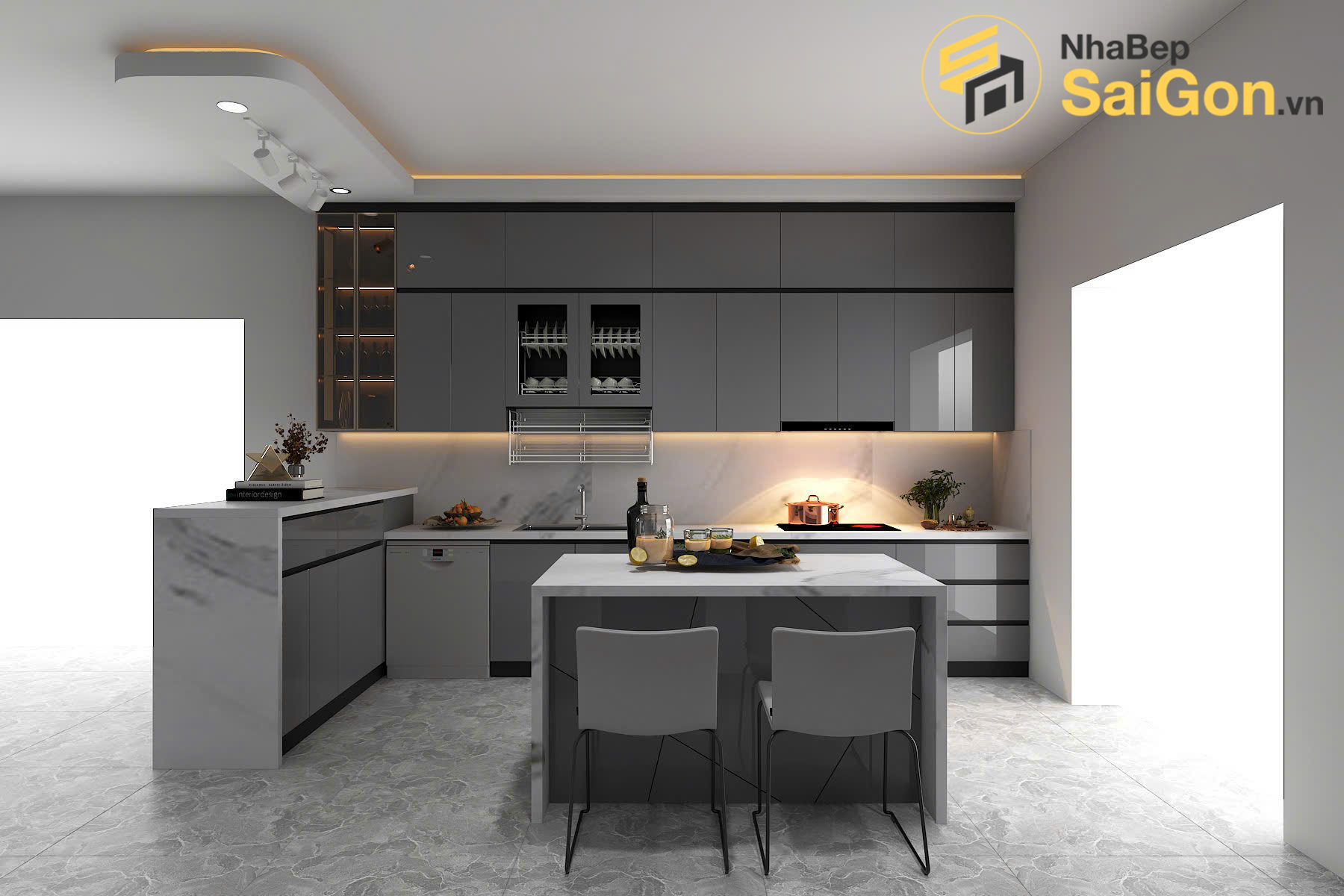 Tủ bếp chữ L - TBL024