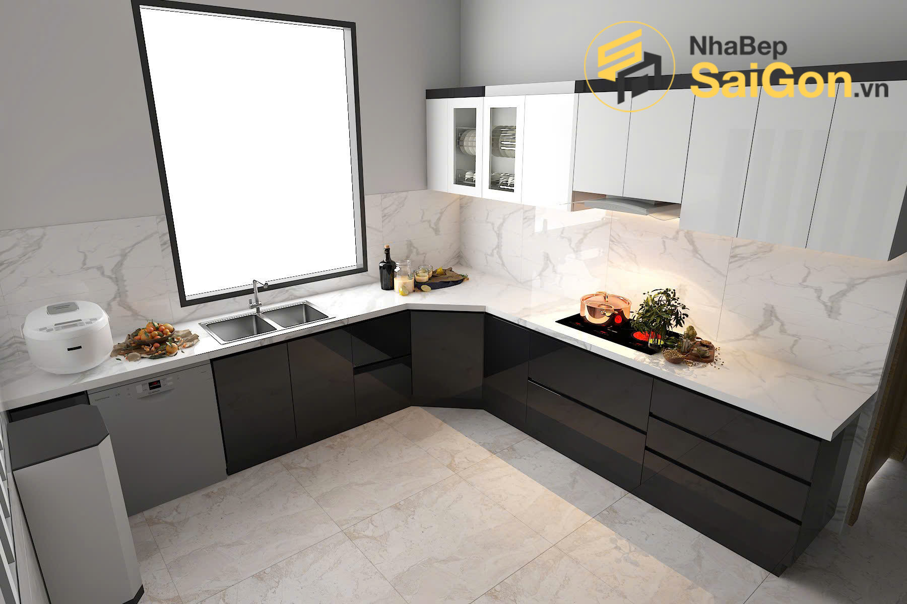 Tủ bếp chữ L - TBL027