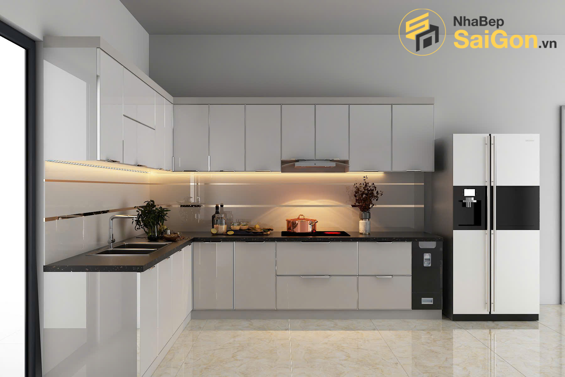 Tủ bếp chữ L - TBL029