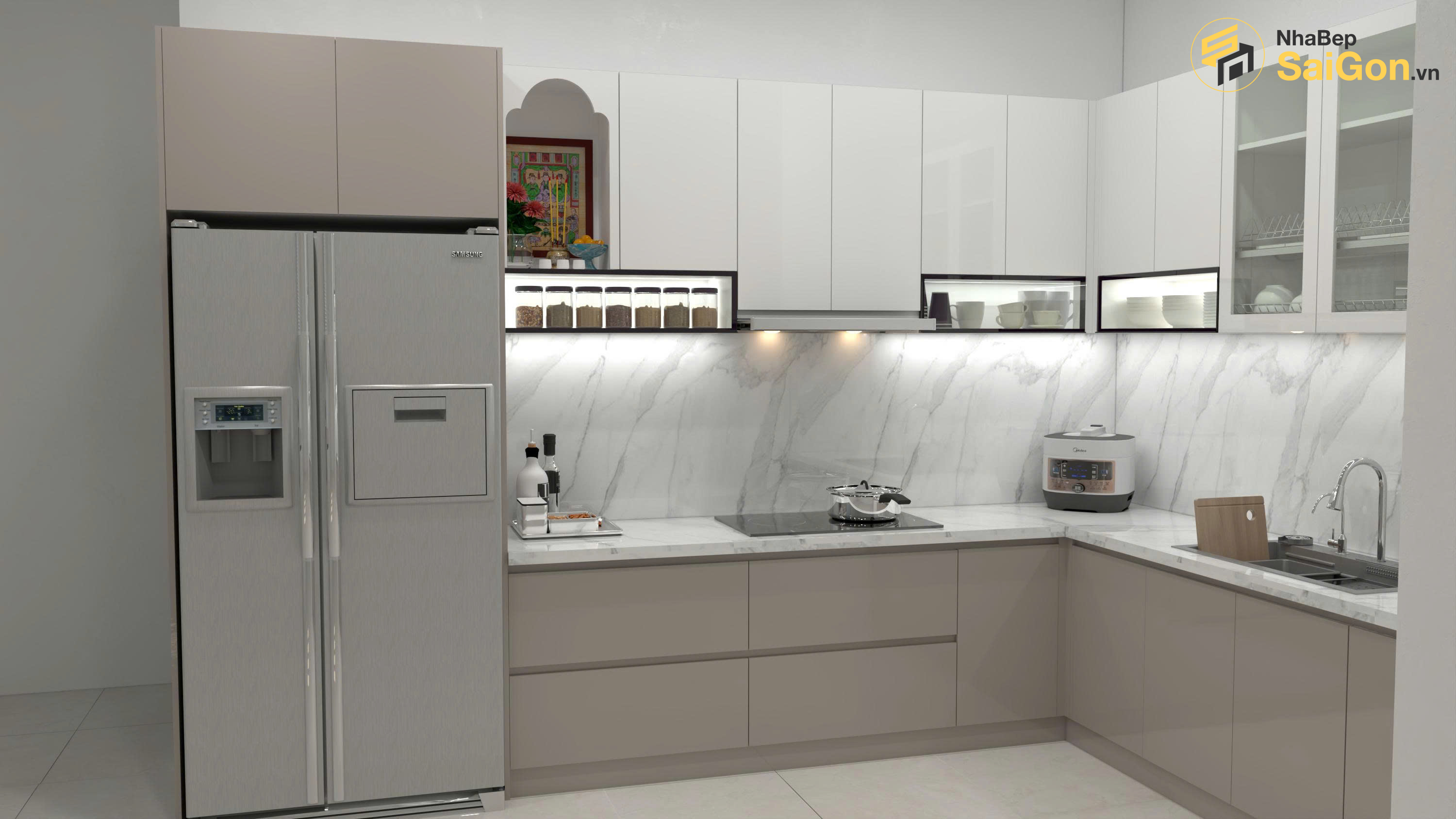 Tủ bếp chữ L - TBL040