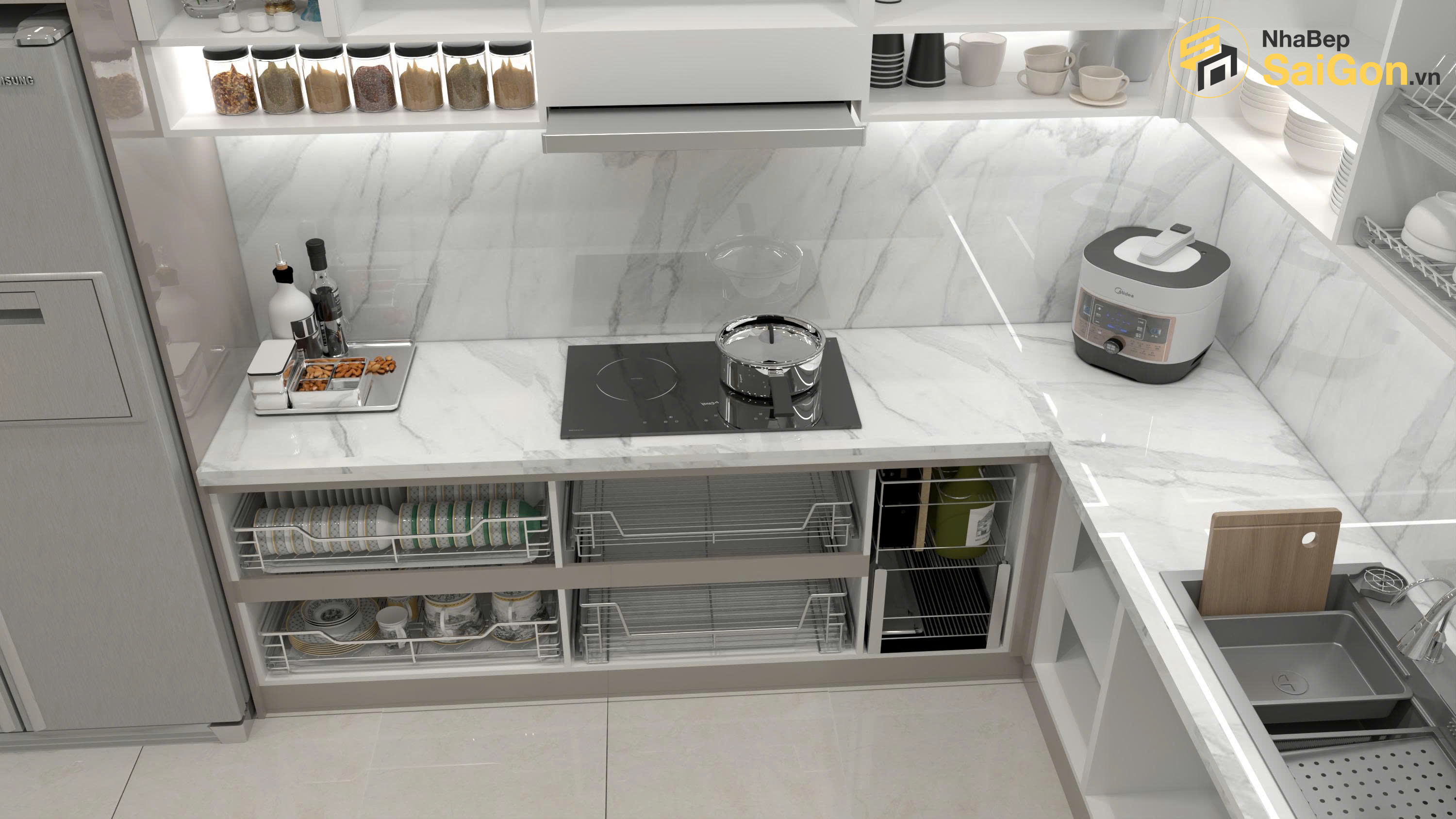 Tủ bếp chữ L - TBL040