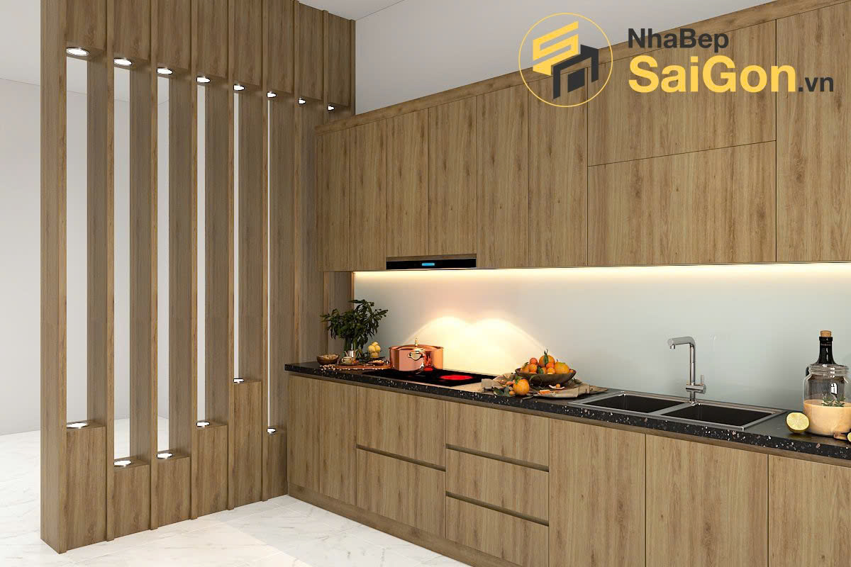 Tủ bếp chữ I kịch trần