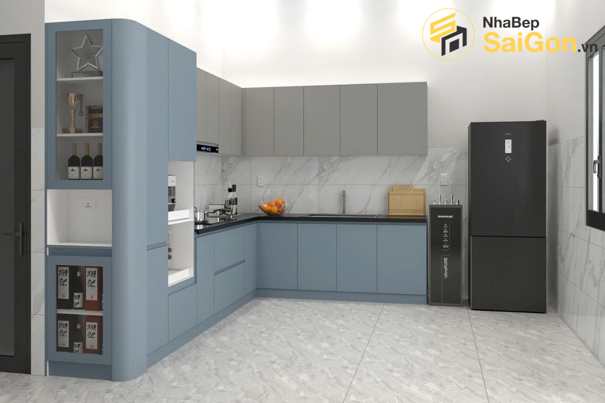 Bàn giao tủ bếp chữ L PVC - Công trình nhà chị My Tân Phú