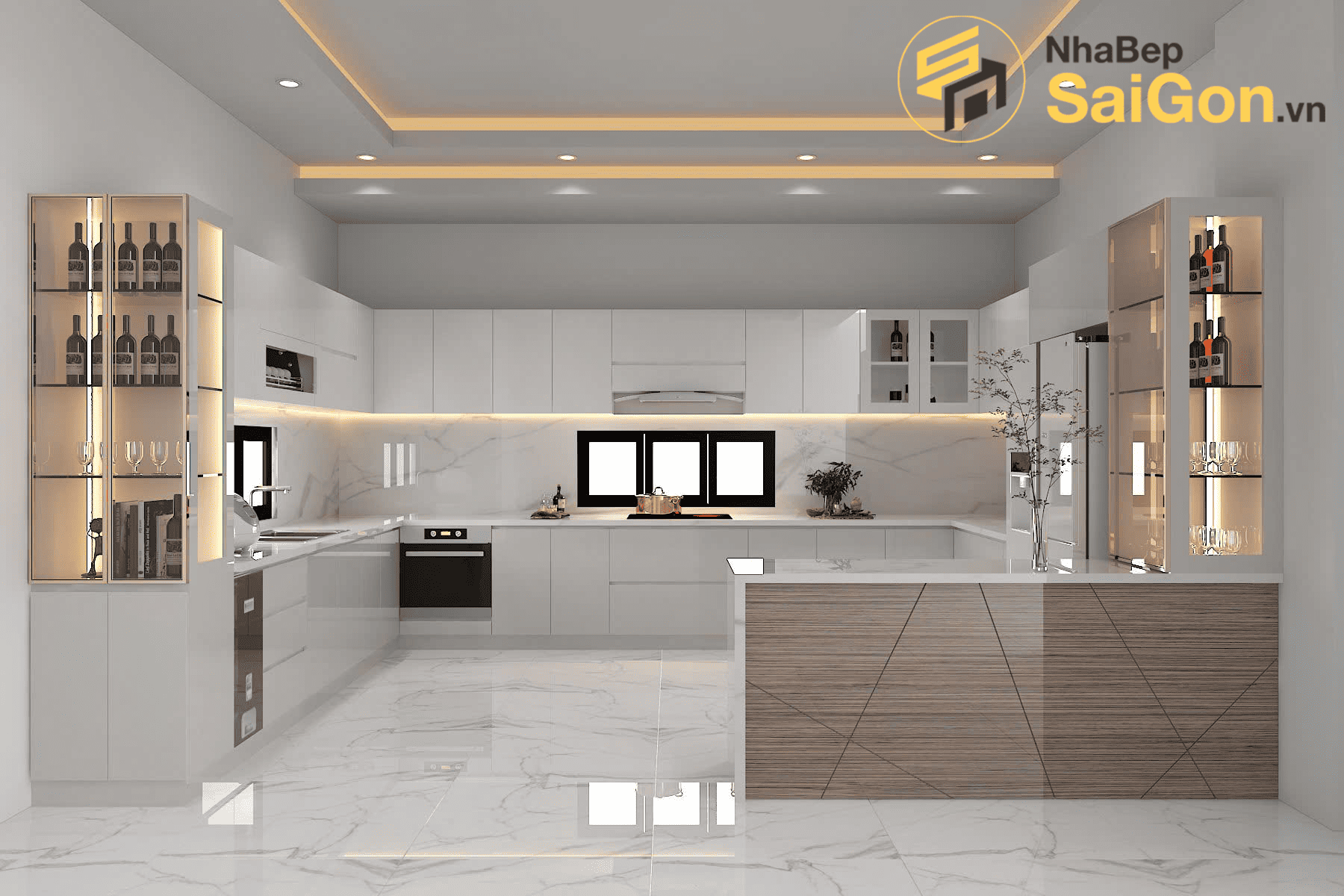 Tủ bếp chữ U TBU008