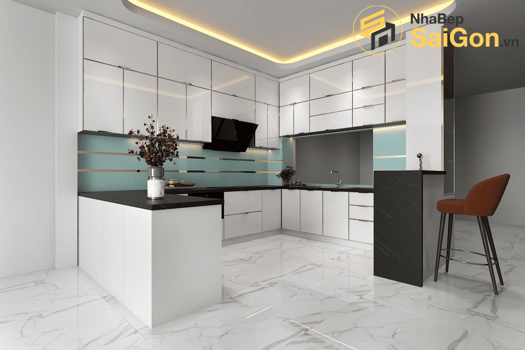 Tủ bếp chữ U TBU009