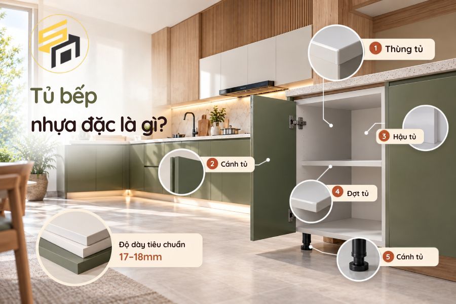 Tủ bếp nhựa đặc là gì? Gồm những cấu tạo gì?