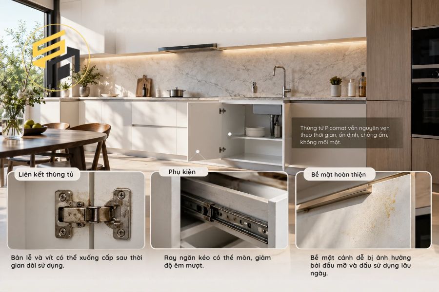 Tủ bếp nhựa Picomat có bền không